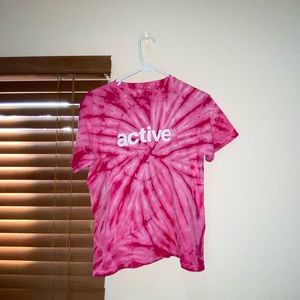 pink tye dye active tee